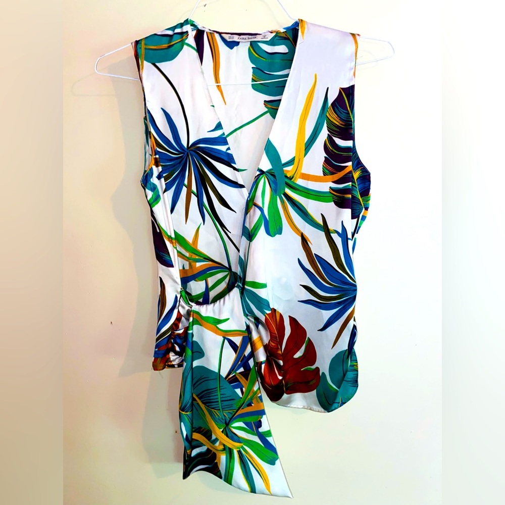Zara Colorful Tropical Blouse Size XS